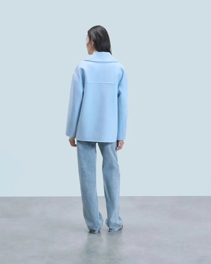 From Future Coats and Jackets Women Outerwear Caban Jacket Baby Blue