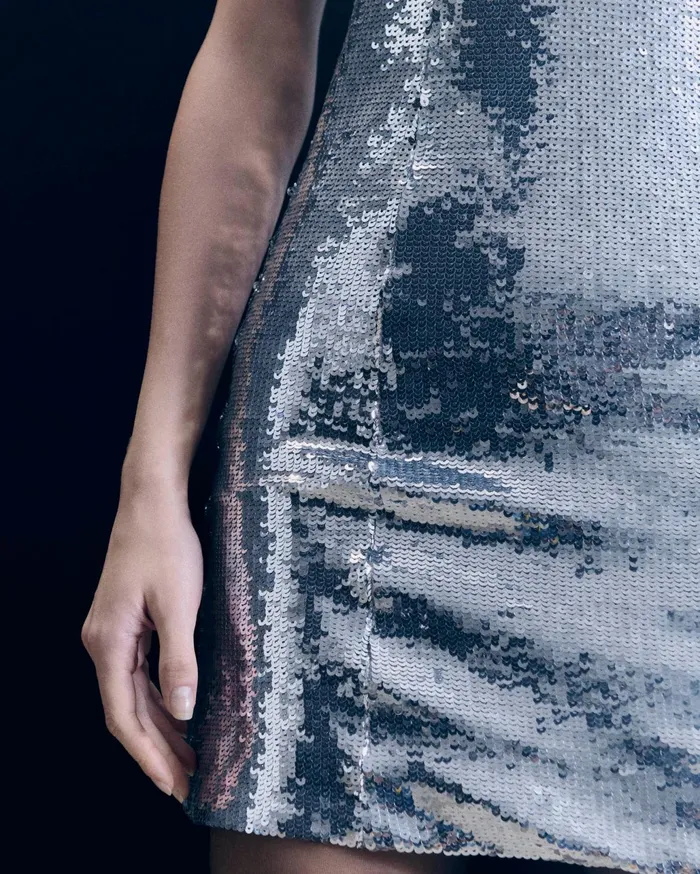 From Future Dresses and Jumpsuits Women Short Sequin Strap Dress Silver