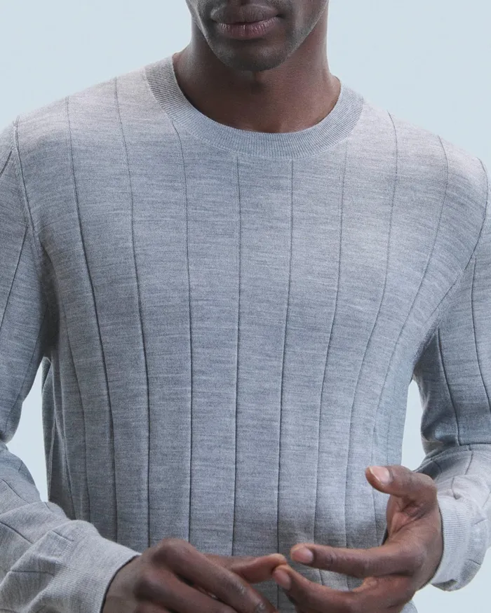 From Future Merino Wool Sweaters Men Crew Neck Sweater Dark Heather Gray