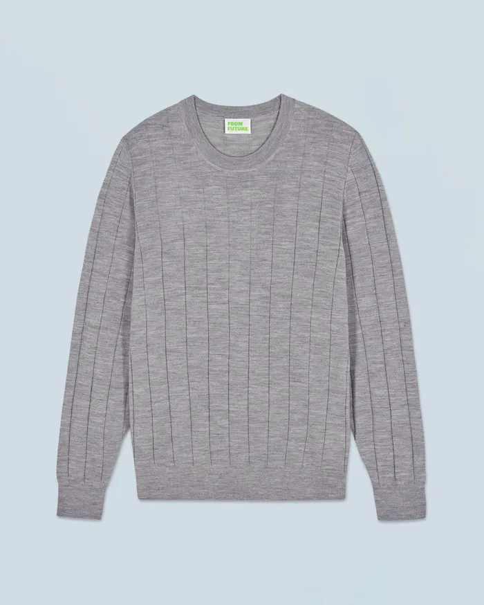 From Future Merino Wool Sweaters Men Crew Neck Sweater Dark Heather Gray