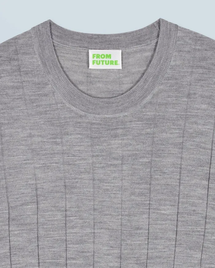 From Future Merino Wool Sweaters Men Crew Neck Sweater Dark Heather Gray