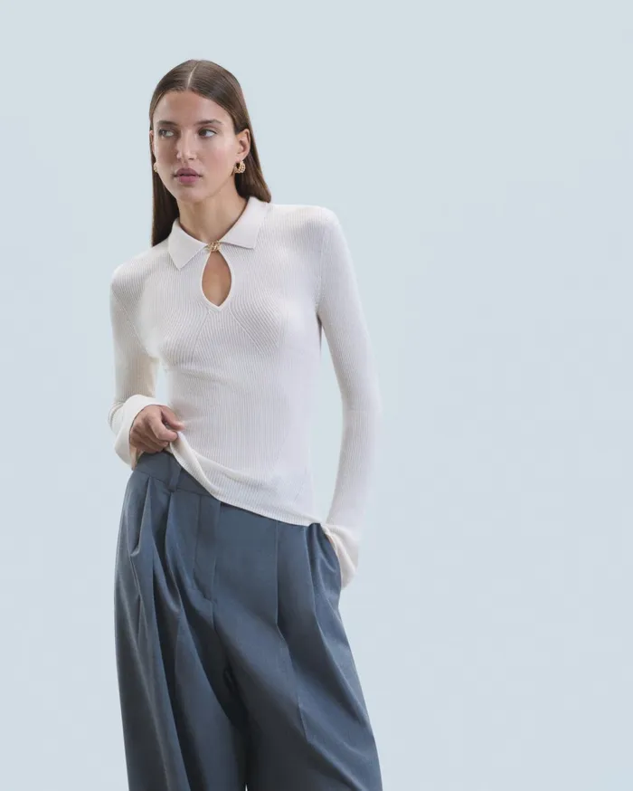 From Future Merino Wool Sweaters Women Polo Sweater Sand