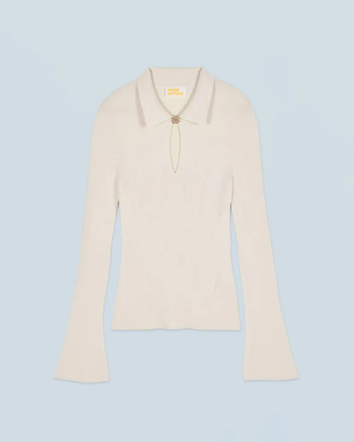 From Future Merino Wool Sweaters Women Polo Sweater Sand