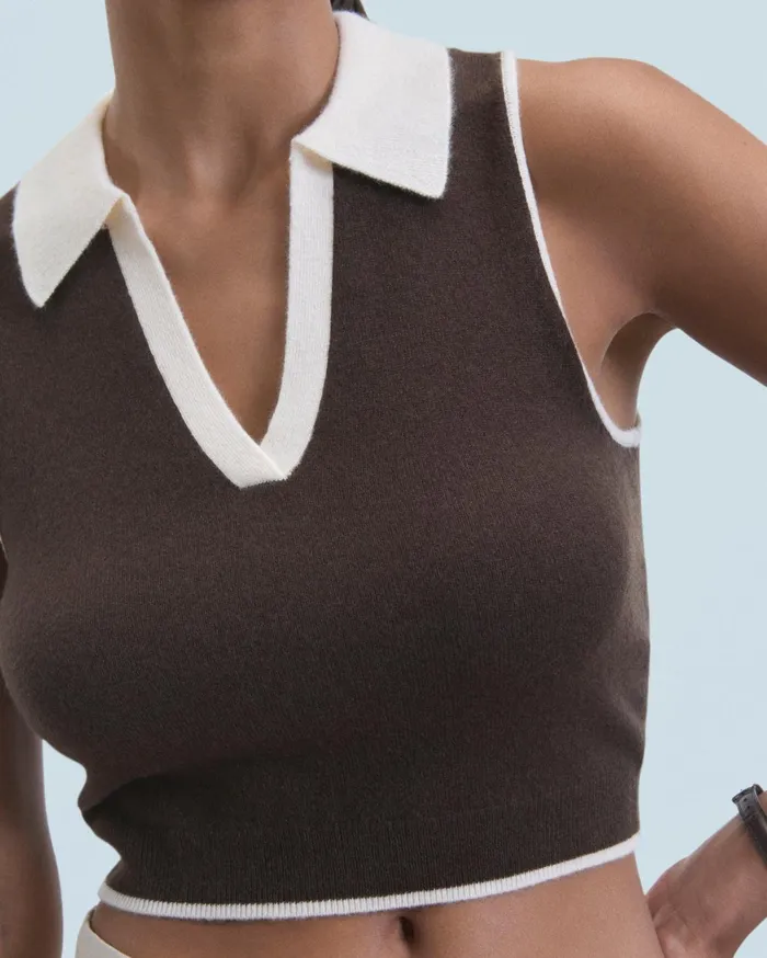 From Future Sleeveless Sweaters Women Bicolor Sleeveless Sweater Chocolate
