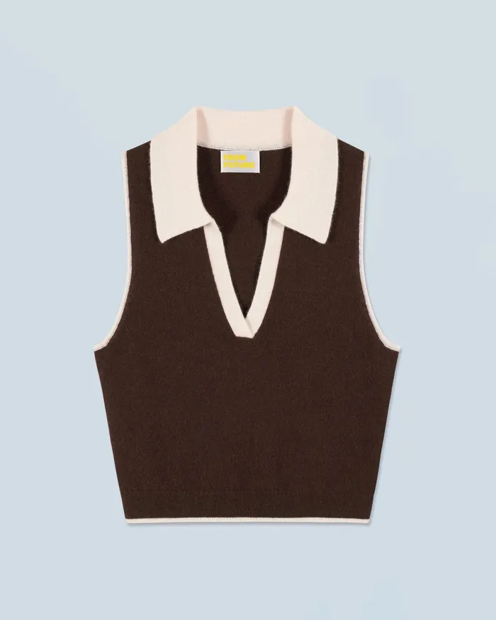 From Future Sleeveless Sweaters Women Bicolor Sleeveless Sweater Chocolate