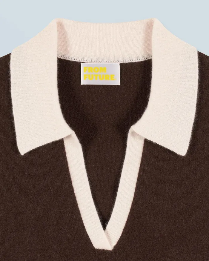 From Future Sleeveless Sweaters Women Bicolor Sleeveless Sweater Chocolate