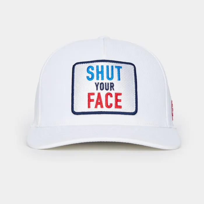 GFORE Hats MenWomen SHUT YOUR FACE STRETCH TWILL SNAPBACK HAT Snow