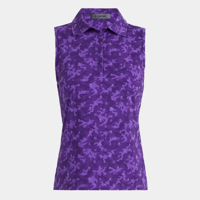 GFORE Polos and Shirts Women ICON CAMO SILKY TECH NYLON SLEEVELESS POLO Midsummer