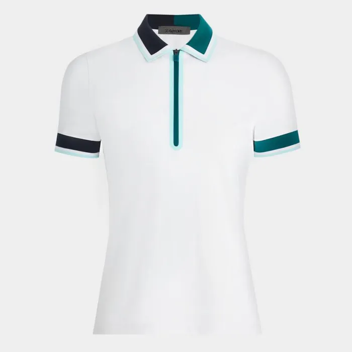 GFORE Polos and Shirts Women TUX COLLAR TECH PIQU ZIP POLO Snow