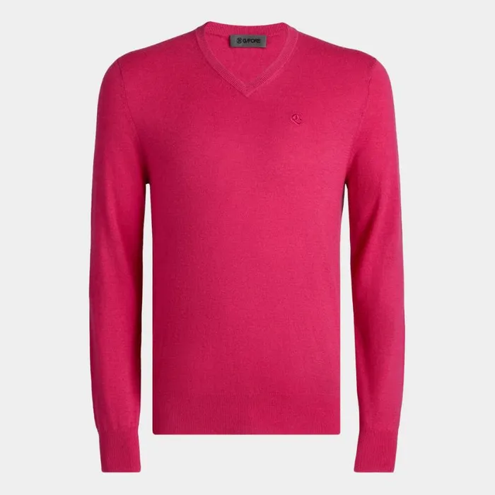 GFORE Sweaters MenWomen VERSE V NECK CASHMERE SWEATER Framboise