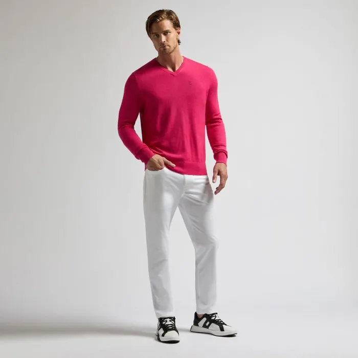GFORE Sweaters MenWomen VERSE V NECK CASHMERE SWEATER Framboise