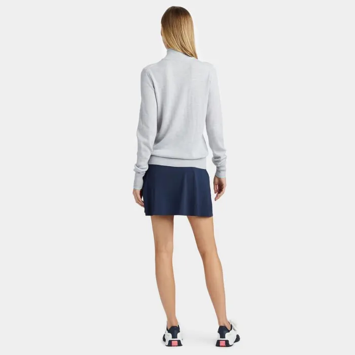 GFORE Sweaters Women CONTRAST TIPPED MERINO WOOL QUARTER ZIP SWEATER Heather Grey