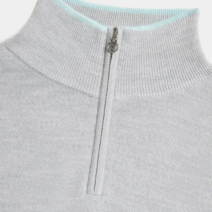 GFORE Sweaters Women CONTRAST TIPPED MERINO WOOL QUARTER ZIP SWEATER Heather Grey
