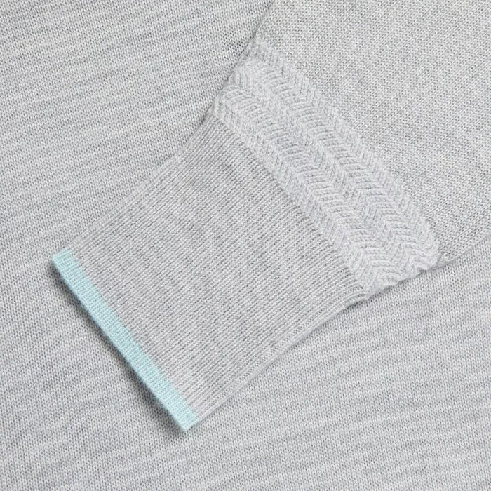 GFORE Sweaters Women CONTRAST TIPPED MERINO WOOL QUARTER ZIP SWEATER Heather Grey