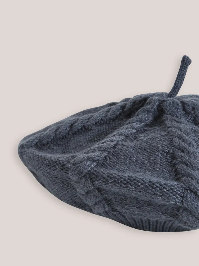 Girls Cyrillus Accessories Cable Knit Rws Wool Beret Orage