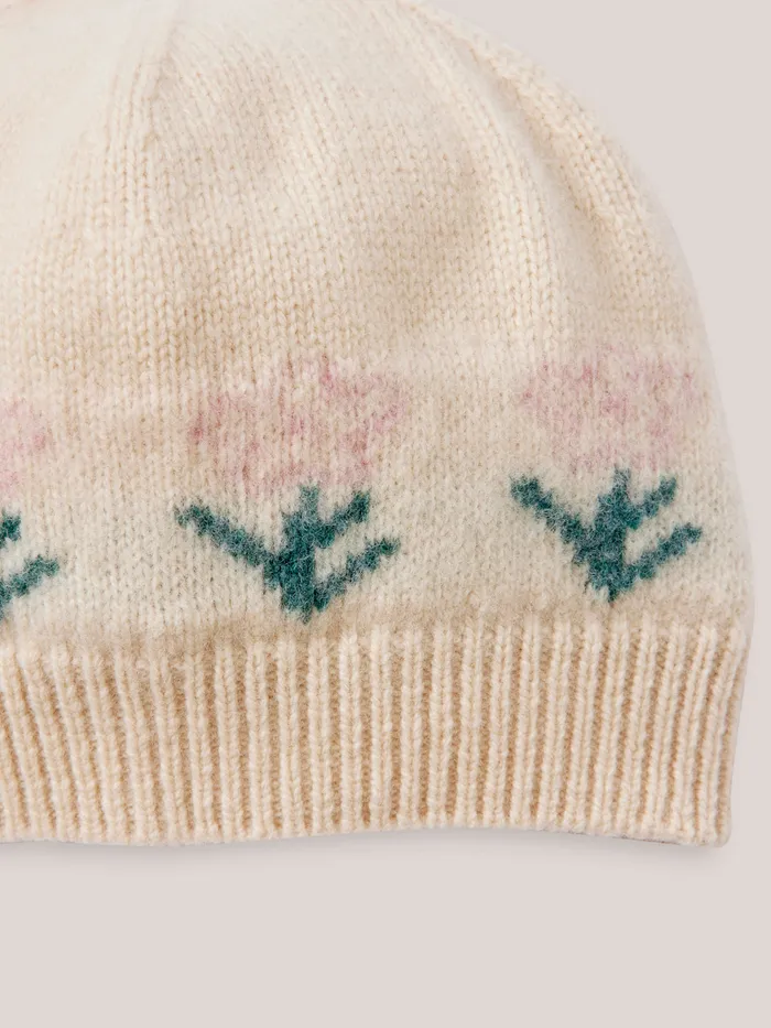 Girls Cyrillus Accessories Jacquard Beanie Craie
