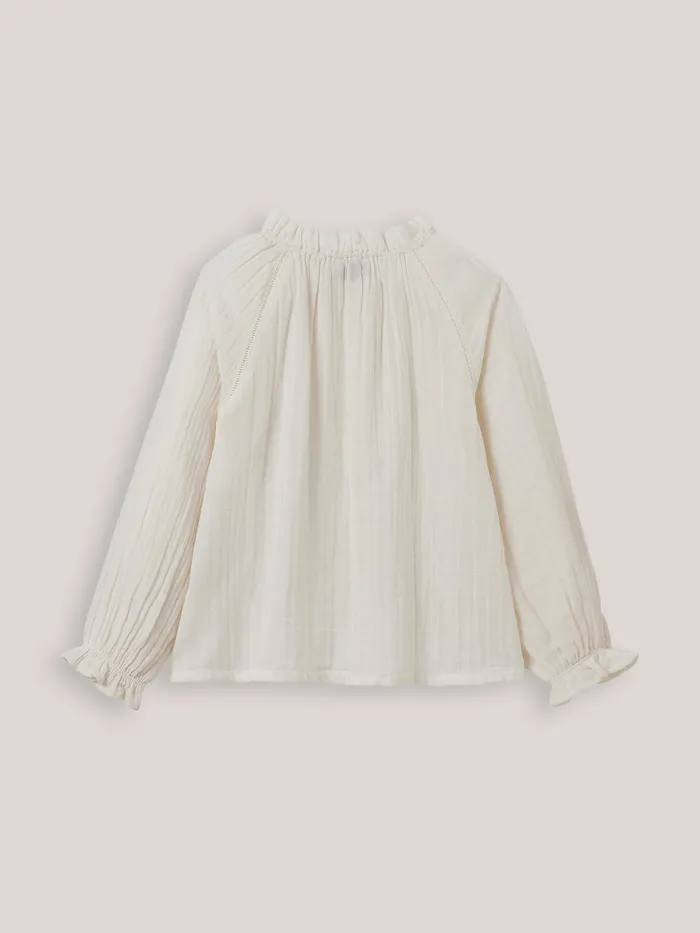 Girls Cyrillus Clothing Cotton Gauze Blouse Ecru