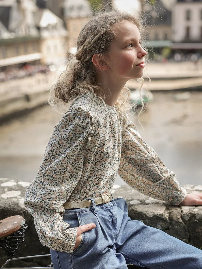 Girls Cyrillus Clothing Daisy Print Shirt Imp Daisy