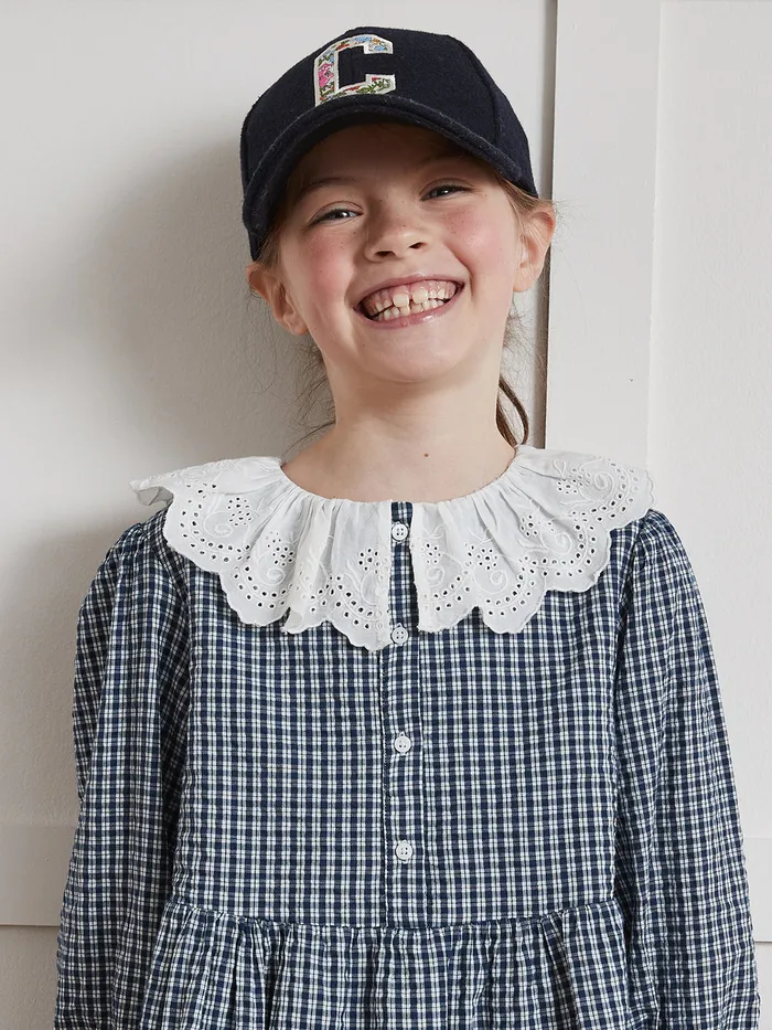 Girls Cyrillus Clothing Dress With Small Checks Vichy Bleu