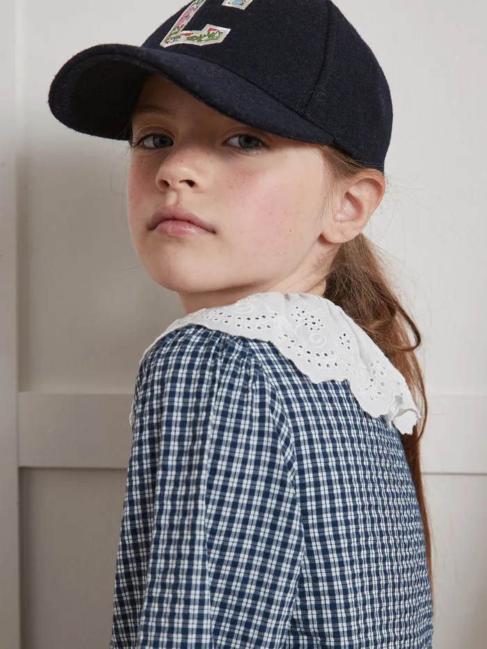 Girls Cyrillus Clothing Dress With Small Checks Vichy Bleu