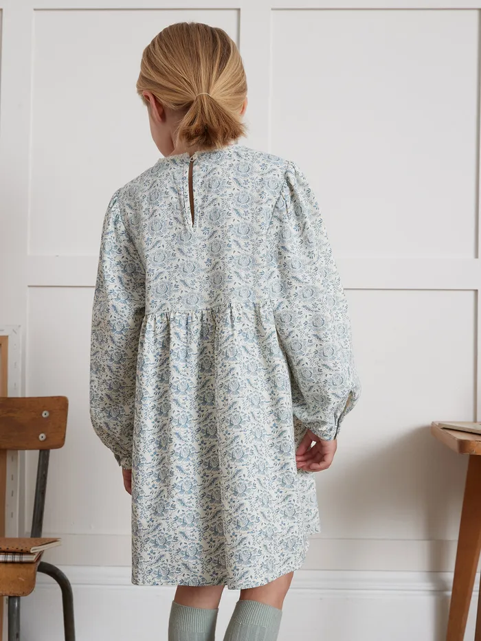 Girls Cyrillus Clothing GeraldinePrint Crepe Dress Imp Geraldine Ciel