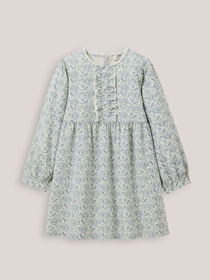 Girls Cyrillus Clothing GeraldinePrint Crepe Dress Imp Geraldine Ciel