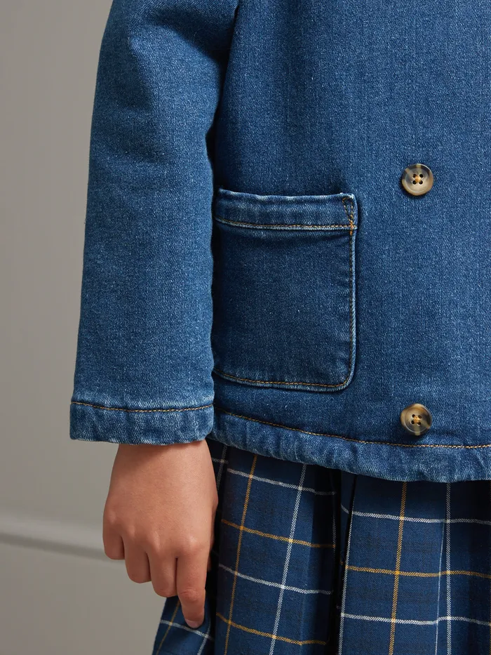 Girls Cyrillus Clothing SherpaLined Jeans Jacket Denim Stone