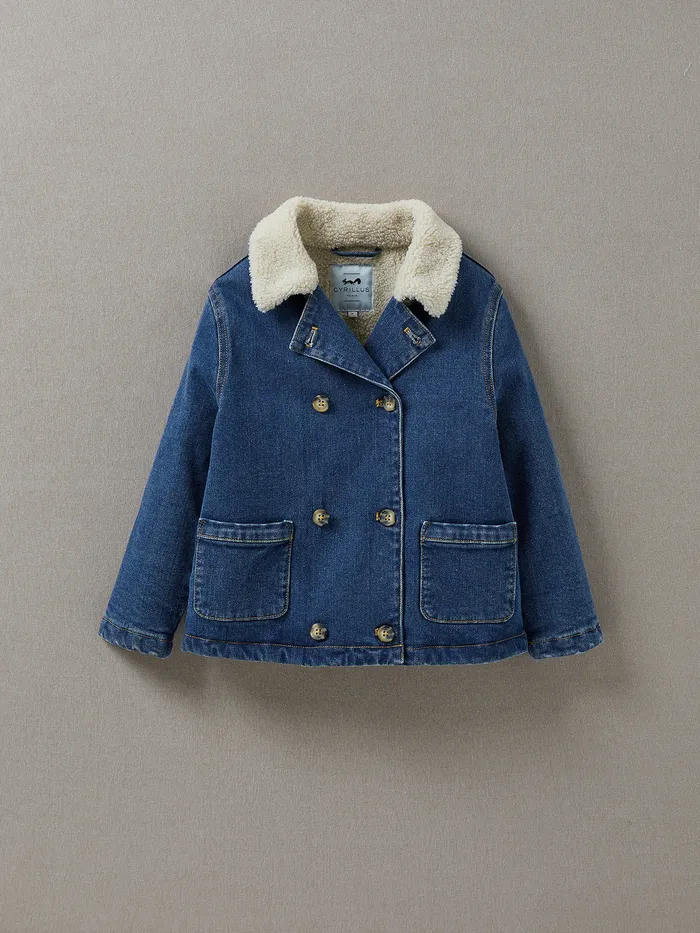 Girls Cyrillus Clothing SherpaLined Jeans Jacket Denim Stone