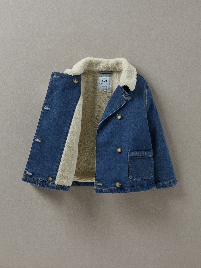 Girls Cyrillus Clothing SherpaLined Jeans Jacket Denim Stone