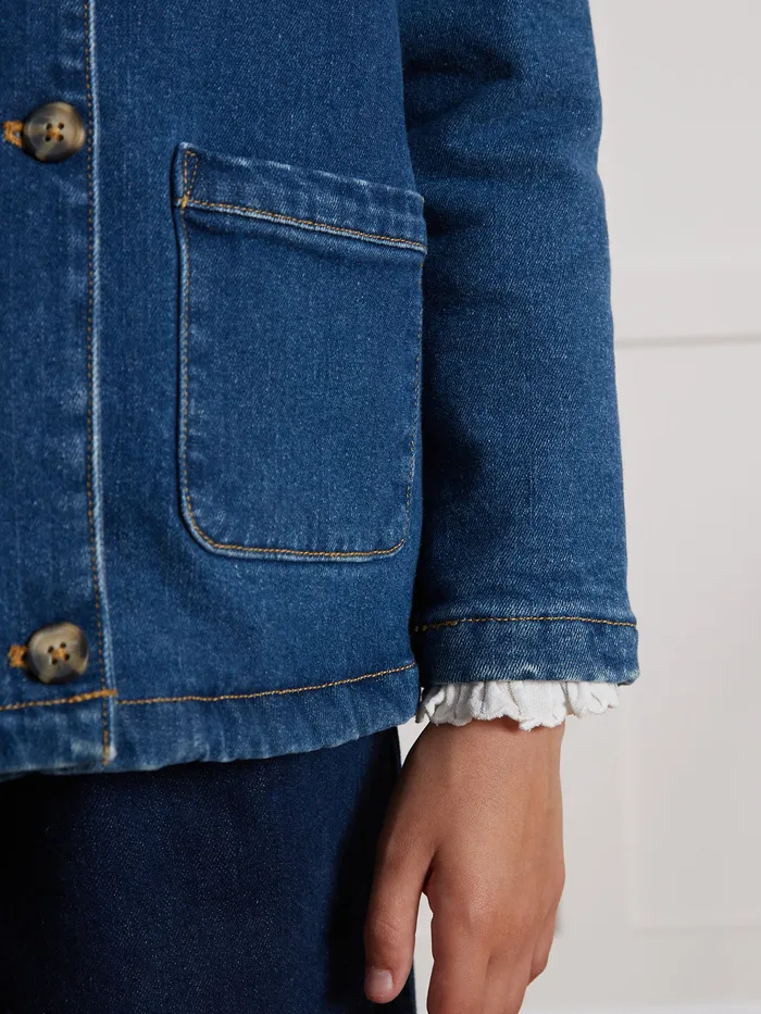Girls Cyrillus Clothing SherpaLined Jeans Jacket Denim Stone