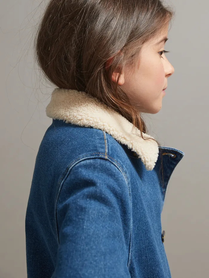 Girls Cyrillus Clothing SherpaLined Jeans Jacket Denim Stone