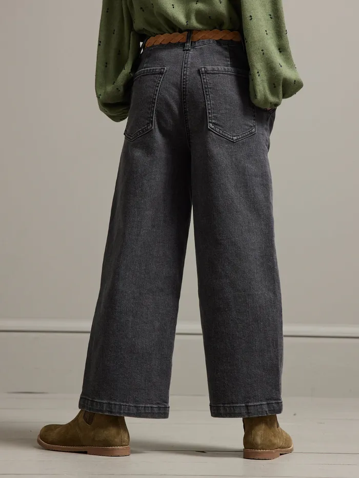 Girls Cyrillus Clothing WideLeg Denim Trousers Gris Delave