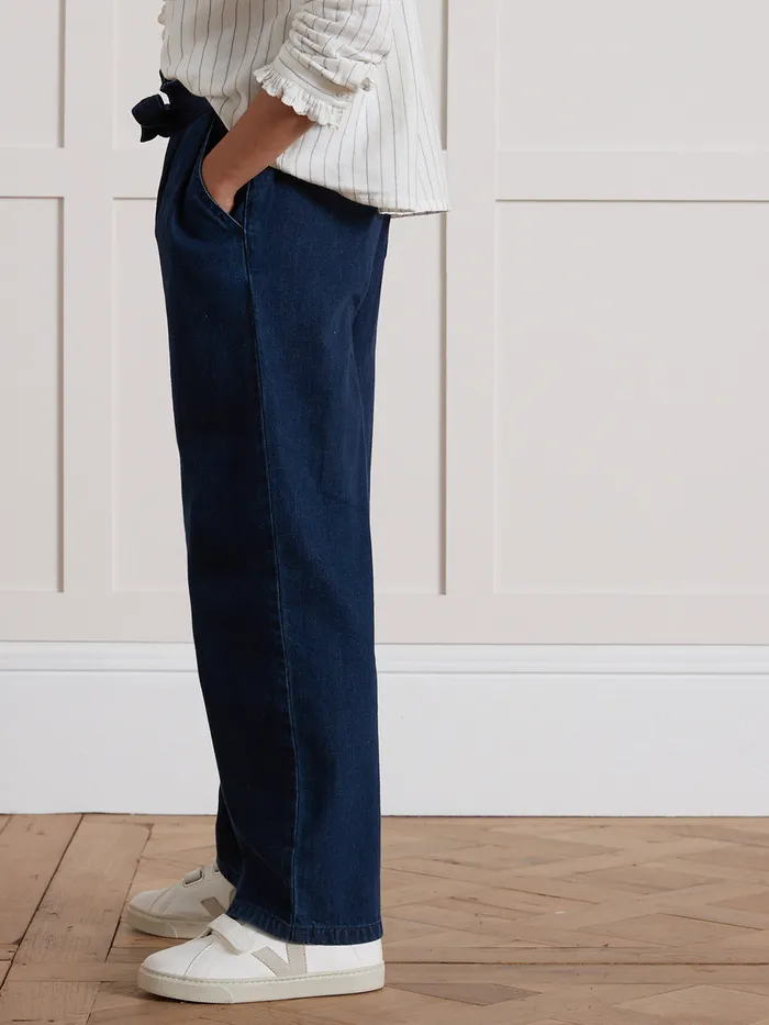 Girls Cyrillus Clothing WideLeg Lightweight Denim Trousers Denim Brut