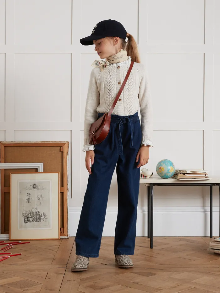 Girls Cyrillus Clothing WideLeg Lightweight Denim Trousers Denim Brut