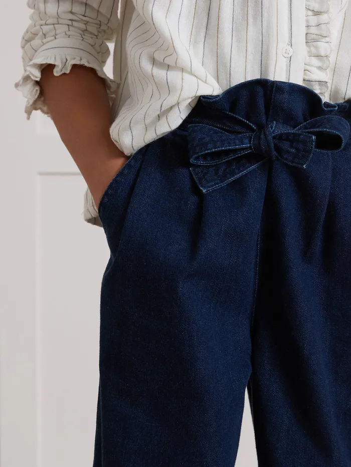 Girls Cyrillus Clothing WideLeg Lightweight Denim Trousers Denim Brut