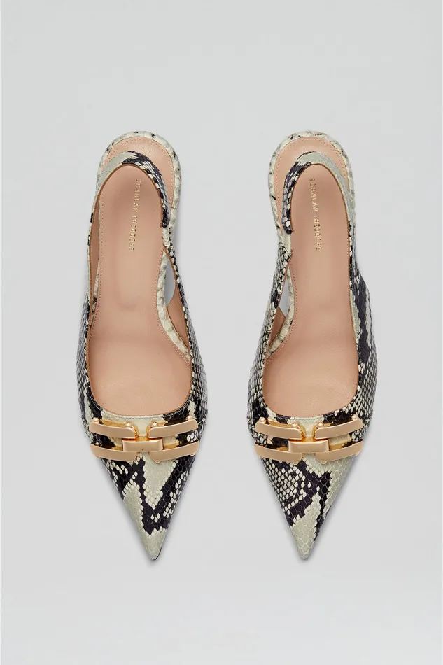 GOLD TRIM SLINGBACK 45 STONE Shoes Scanlan Theodore Women GOLD TRIM SLINGBACK 45 STONE Shoes Scanlan Theodore Women