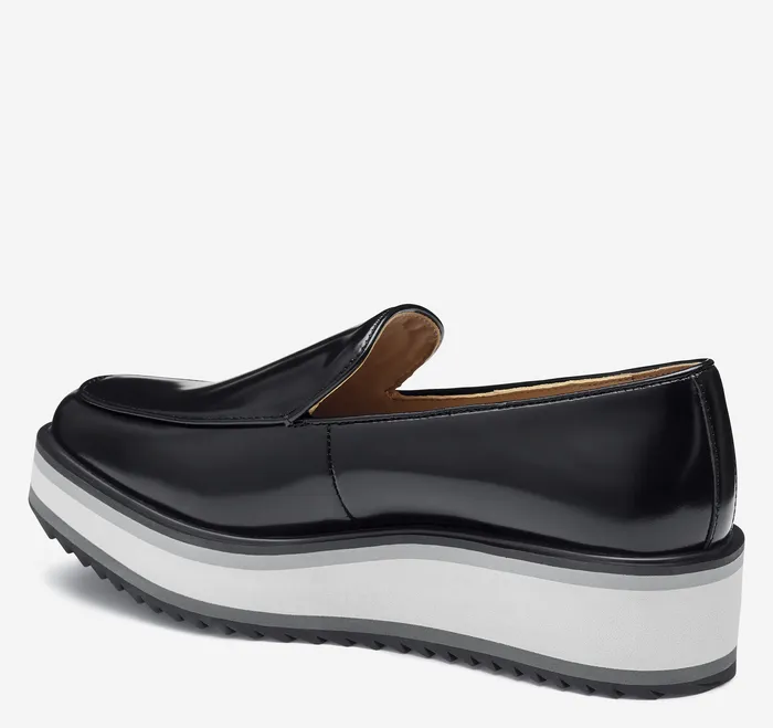 Gracelyn Venetian Black Antiqued Calfskin Women Heels and Platform Wedges Johnston and Murphy