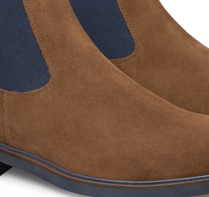 Hartley Chelsea Boot Snuff Italian Suede Men Boots Johnston and Murphy