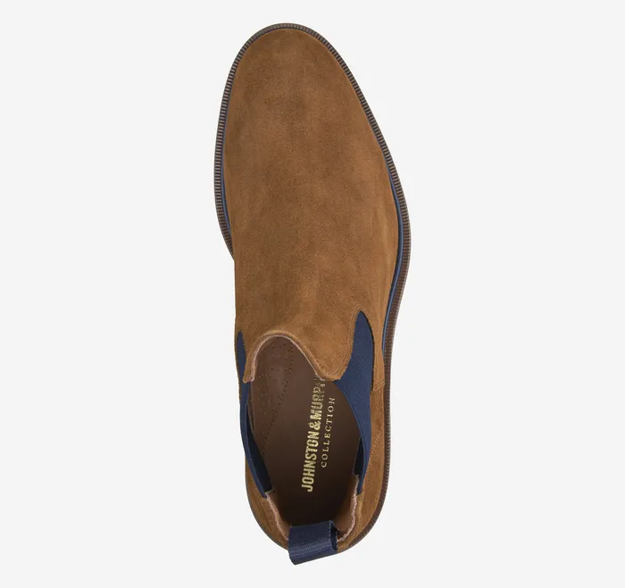 Hartley Chelsea Boot Snuff Italian Suede Men Boots Johnston and Murphy