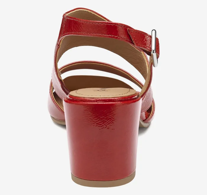 Heels and Platform Wedges Everly Asymmetrical Sandal Red Crinkle Patent Leather 8211 Johnston and Murphy Women