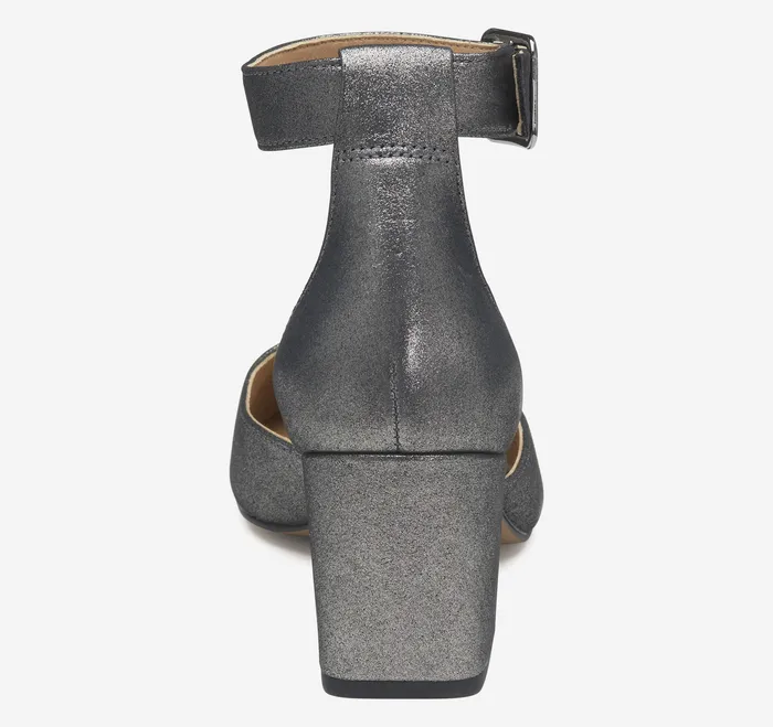 Heels and Platform Wedges Vicki Ankle Strap Pewter Metallic Kid Suede 8211 Johnston and Murphy Women