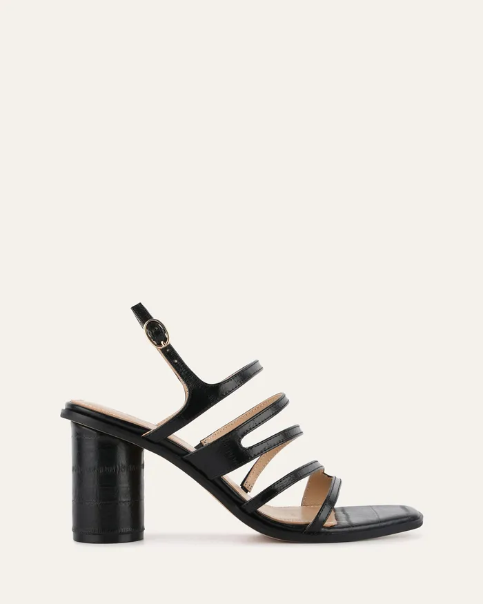 HIGH SANDALS Women Nobu high heel sandals black shiny lizard jomercer
