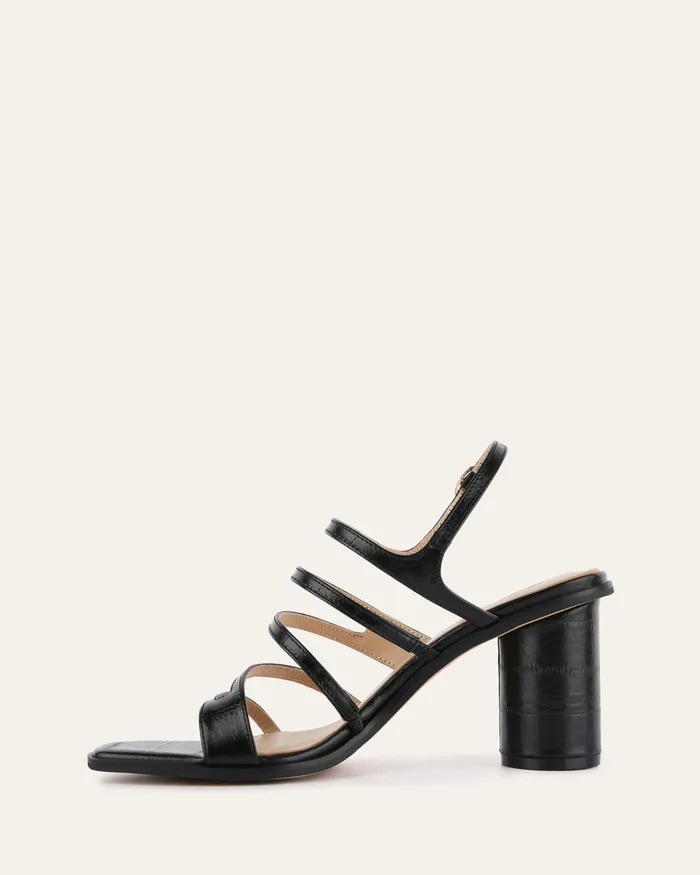 HIGH SANDALS Women Nobu high heel sandals black shiny lizard jomercer