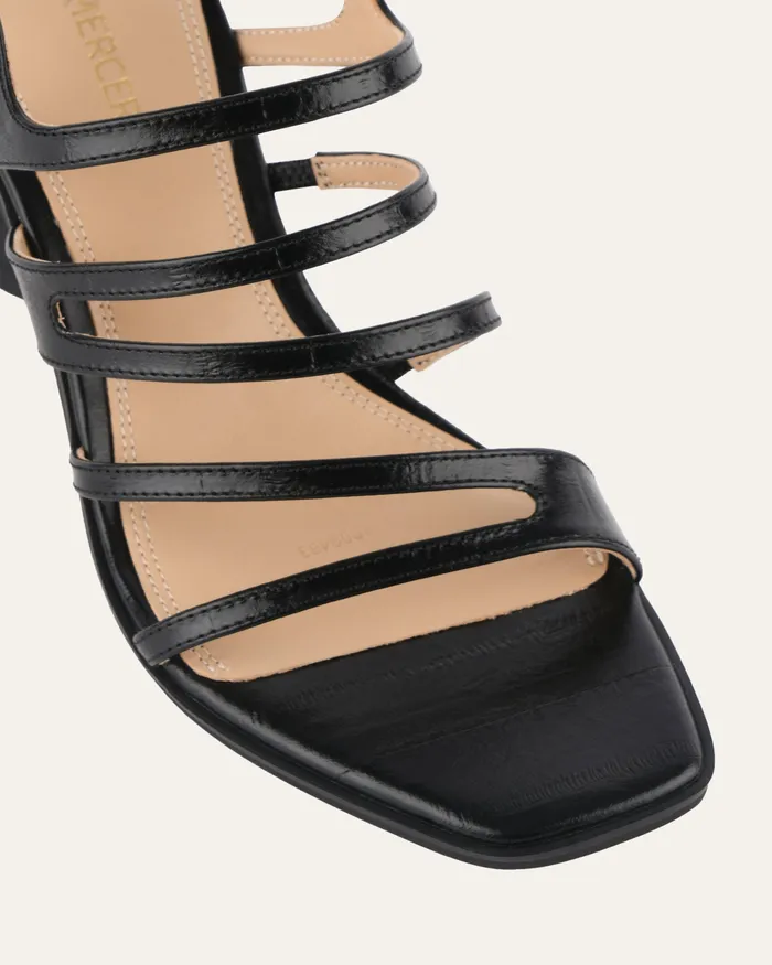 HIGH SANDALS Women Nobu high heel sandals black shiny lizard jomercer