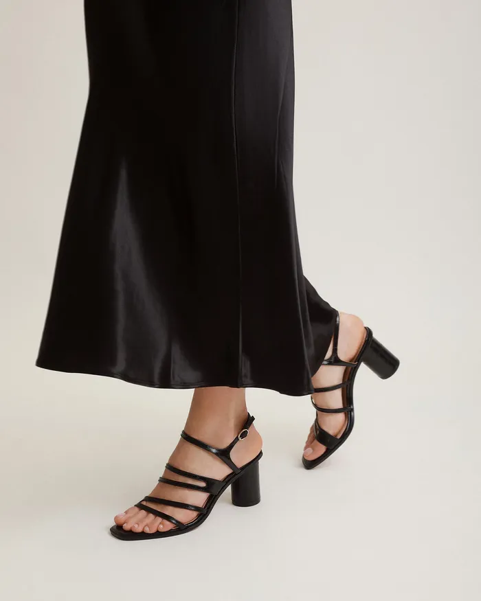 HIGH SANDALS Women Nobu high heel sandals black shiny lizard jomercer