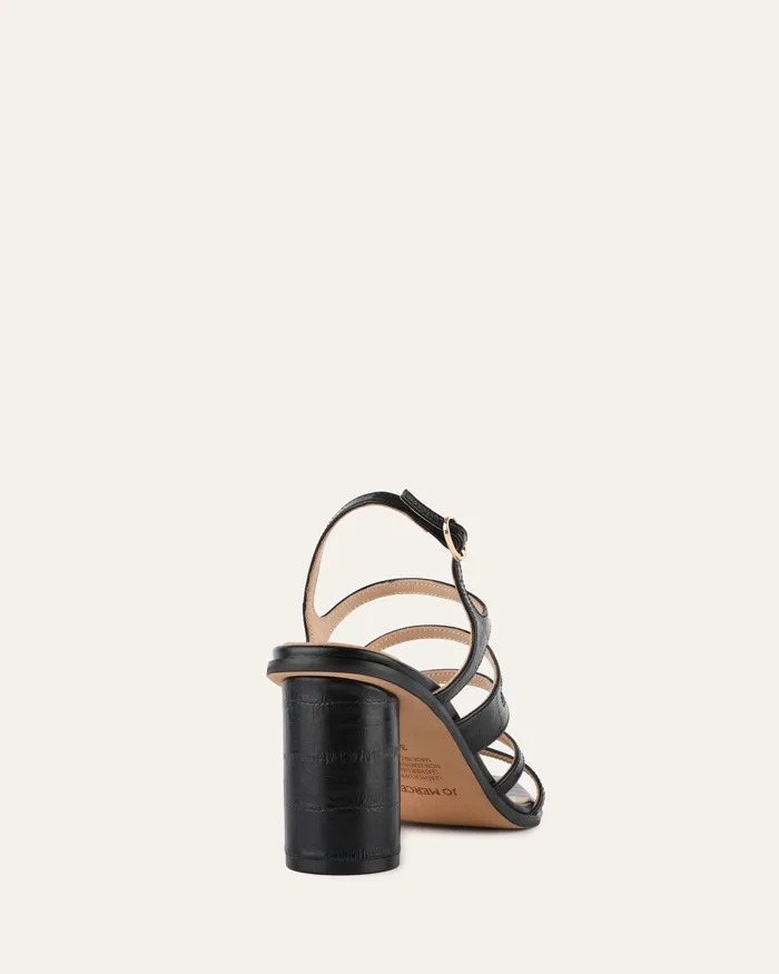 HIGH SANDALS Women Nobu high heel sandals black shiny lizard jomercer