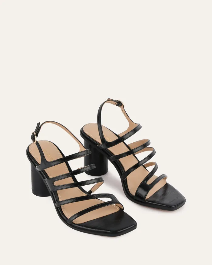 HIGH SANDALS Women Nobu high heel sandals black shiny lizard jomercer