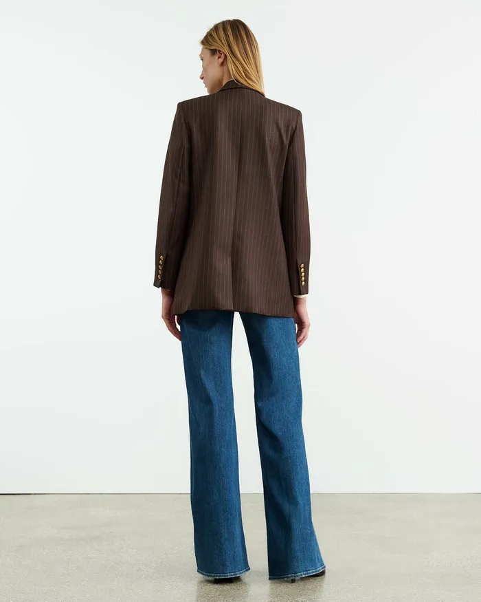Jackets and Blazers Nili Lotan Women DIANE BLAZER Brown Pinstripe