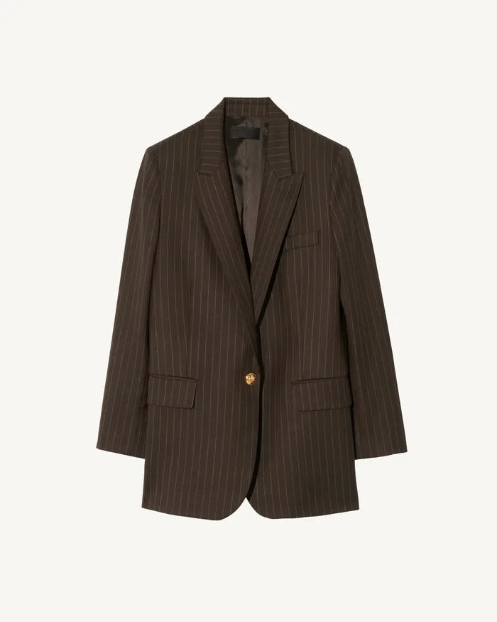 Jackets and Blazers Nili Lotan Women DIANE BLAZER Brown Pinstripe