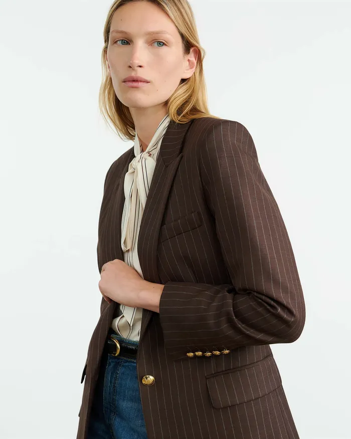 Jackets and Blazers Nili Lotan Women DIANE BLAZER Brown Pinstripe